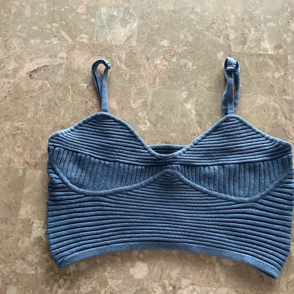 Aerie Blue Ribbed Knit Crop Top